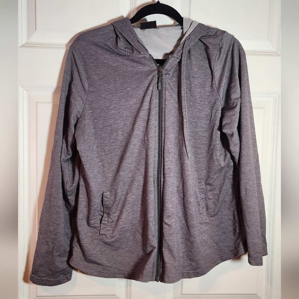 32 Degrees Cool Gray Lightweight Zip Up Hooded Sweater XL
